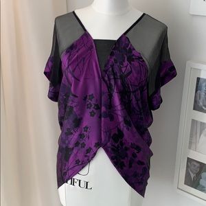 Kenar 100% silk purple top blouse M